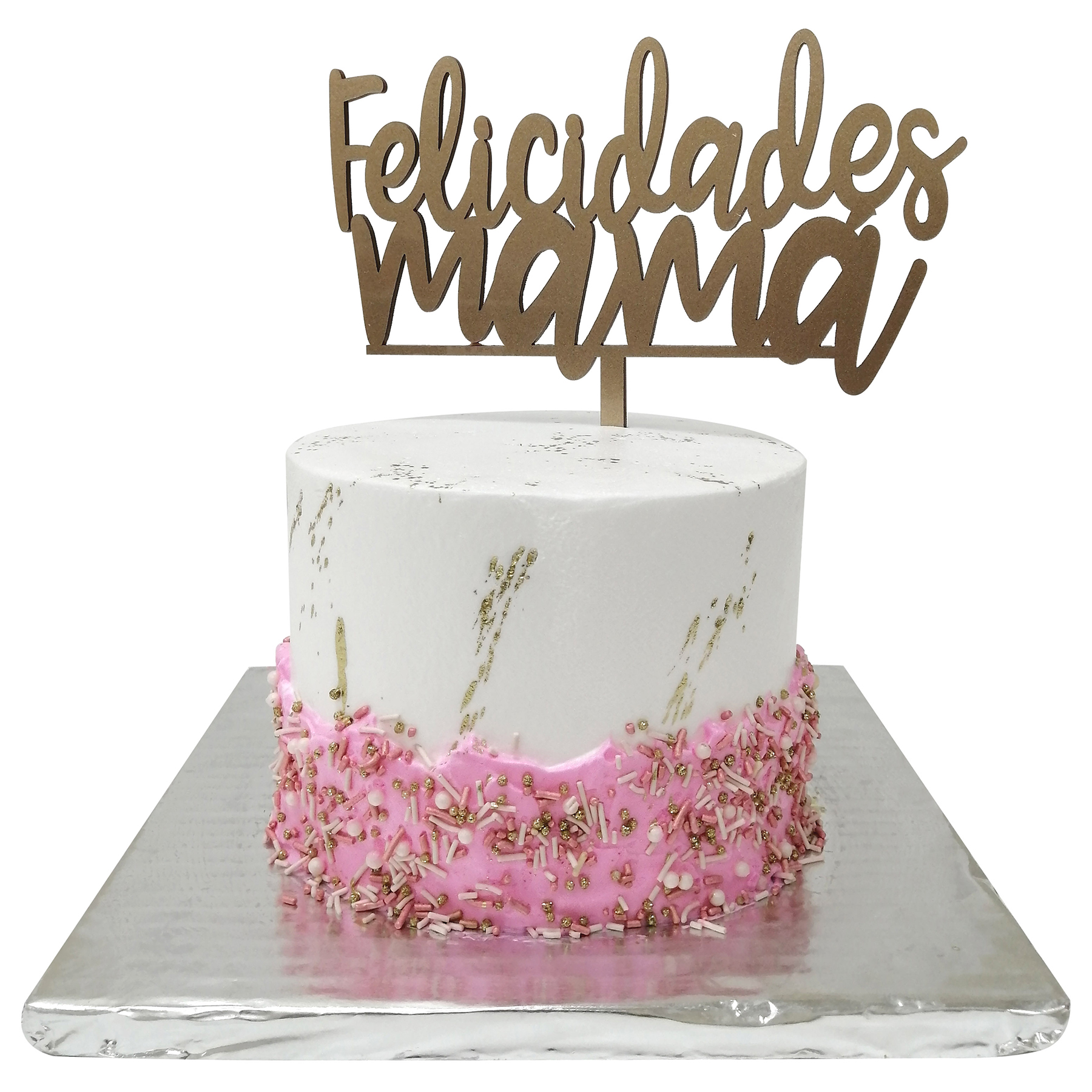 Pastel Rosa Felicidades Mamá